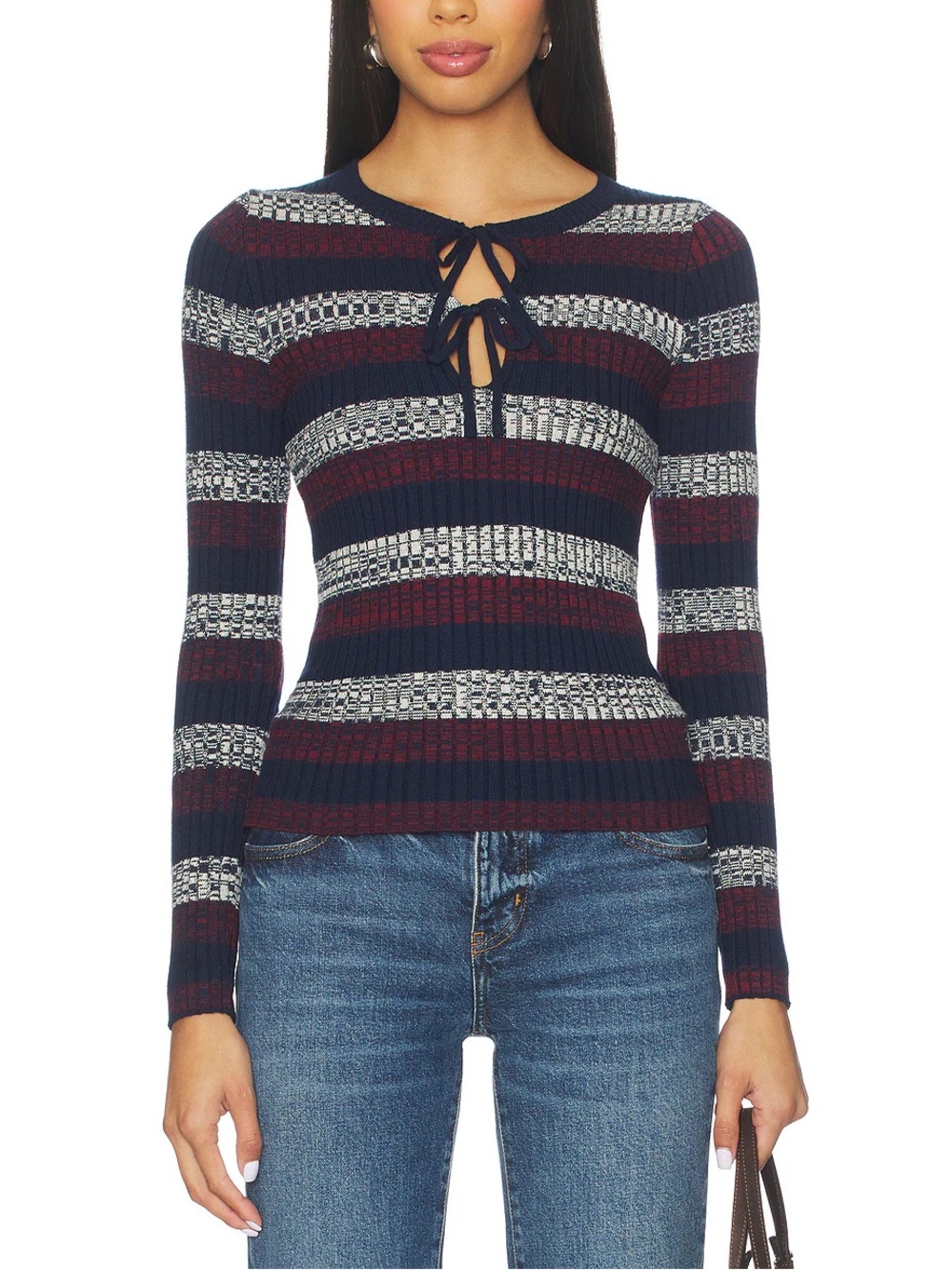 Revolve HEARTLOOM Clarice Long Sleeved Striped Sweater Size L